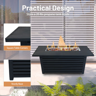 Steel Propane/Natural Gas Outdoor Fire Pit Table with Lid
