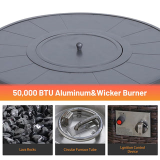 25 H x 32 W Aluminum Outdoor Fire Pit Table Set with Lid – Rust-Resistant Powder-Coated Frame, Perfect for Patio, Deck & Backyard Heating