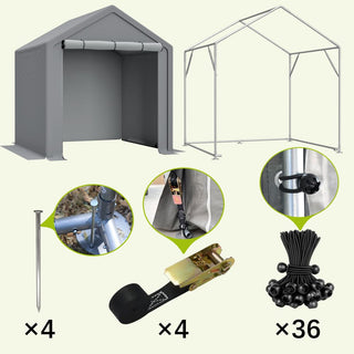 8x8 / 6x6 FT Multi-Purpose Outdoor Storage Shelter with Roll-Up Doors, Waterproof & UV-Resistant Portable Canopy for Garden, Tools & Equipment