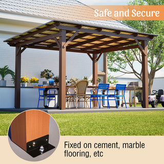 Spacious Outdoor Kitchen Gazebo: 13.1ft x 7.7ft Wooden Structure with Metal Roof, Grill Station & Bar