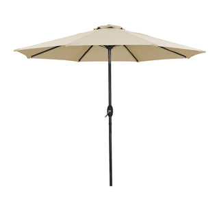 9 ft Aluminum Market Patio Umbrella with Push Button Tilt & Crank Lift, Outdoor Sun Umbrella in Taupe