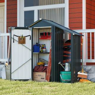 Small Metal Garden Storage Shed, Waterproof Galvanized Steel Tool Shed with Lockable Door