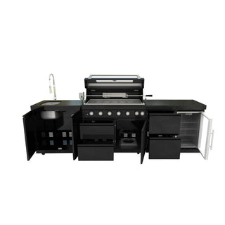 43-Inch 6-Burner 85000 BTU Outdoor Kitchen Island Grill | Stainless Steel BBQ with Sink, Wine Cooler, Rotisserie & Granite Countertop