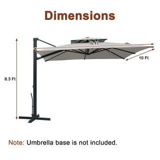 10FT Aluminum Cantilever Patio Umbrella with Removable LED Light Strips for Outdoor Shade