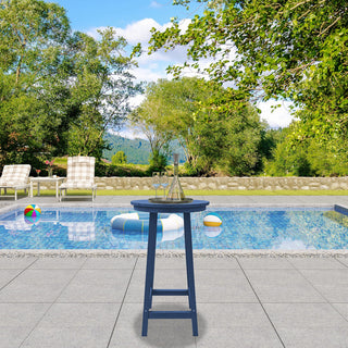 Navy HIPS Bar Height Bistro Table Outdoor Patio Side Table for Backyard Deck Porch