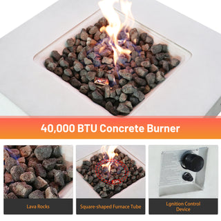 Fiber Reinforced Concrete Propane Gas Fire Pit table