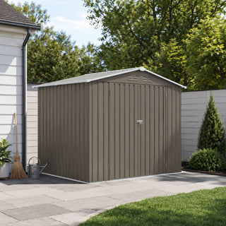 8x6 FT Outdoor Metal Storage Shed, Galvanized Steel Garden Shed with Lockable Double Doors & Vents