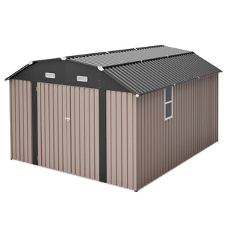 10' x 12' Heavy-Duty Metal Outdoor Storage Shed with Floor Frame Kit, Weather-Resistant Tool Shed for Backyard & Garden