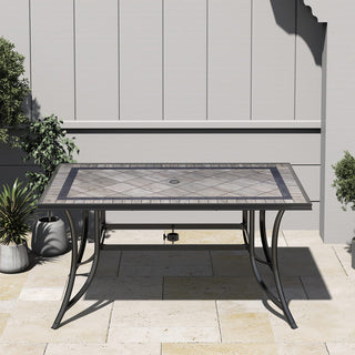 67x40 Inch Aluminum Patio Dining Table in Antique Bronze | Outdoor Rectangle Table for 6 with 2.4" Umbrella Hole