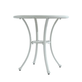 25" Round Ivory Cast Aluminum Outdoor Bistro Table with 1.9" Umbrella Hole, Standard Height for Patio, Balcony & Garden