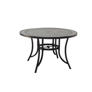 48" Cast Aluminum Outdoor Dining Table with Umbrella Hole – Weather-Resistant Patio Round Table for Garden, Deck & Backyard