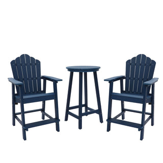 3-Piece HIPS Plastic Bar Height Patio Adirondack Chair Set 2-Pack Lounge Chair Bar Height Table