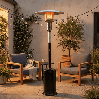 47,000 BTU Stainless Steel Propane Patio Heater with Adjustable Heat & Wheels for Patio, Backyard & Outdoor Gatherings