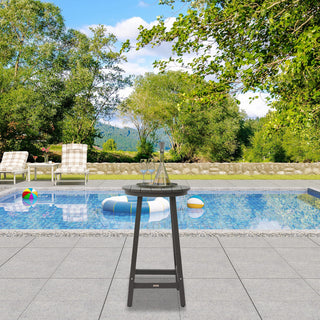 Navy HIPS Bar Height Bistro Table Outdoor Patio Side Table for Backyard Deck Porch