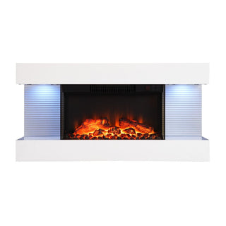 32"/50"/60"/72" Wall-Mounted Electric Fireplace with Suspended LED Lighting, Modern Indoor Fireplace for Living Room