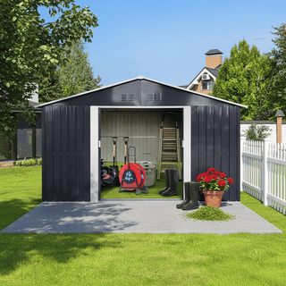 11.2x10.6 FT Metal Garden Shed with Window, Heavy-Duty Outdoor Storage Shed for Backyard, Patio & Lawn
