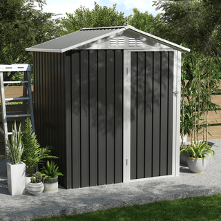 5.4 x 4.27 FT Outdoor Metal Storage Shed with Hinged Door, Compact Garden Tool Shed for Backyard, Patio & Lawn, Ideal for Utility & Bike Storage