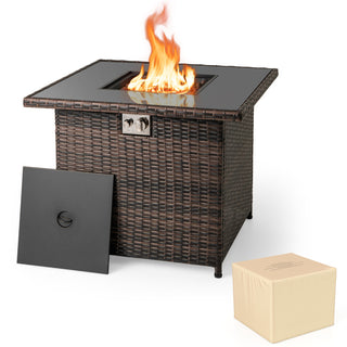 32.5 Inch Propane Fire Pit Table 50000 BTU with Tempered Glass Tabletop