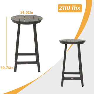 Navy HIPS Bar Height Bistro Table Outdoor Patio Side Table for Backyard Deck Porch