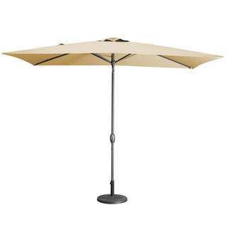 10Ft Outdoor Rectangular Umbrella with 26 Solar-Powered LED Lights, Crank and Tilt