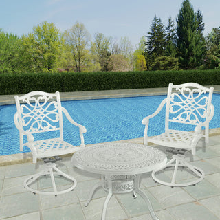 Mondawe 2-Piece White Cast Aluminum Swivel Bar Stools for Outdoor Patio, Garden & Bar Height Seating