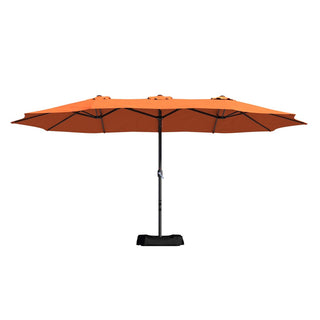 15FT Rectangular Patio Umbrella with Base & Crank Lift – Large Outdoor Market Umbrella for Backyard, Deck & Poolside