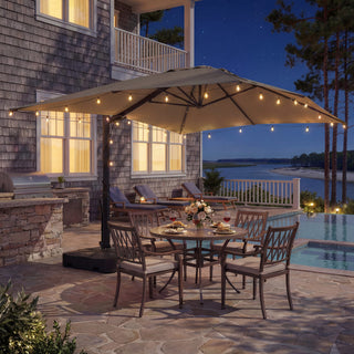 10x13FT Aluminum Cantilever Patio Umbrella with 1100LBS Wheeled Base, 360° Rotation & Stepless Tilt, UV50+ Waterproof Canopy