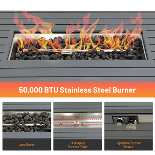 Steel Propane & Natural Gas Fire Pit Table Set with Lid – Durable Powder-Coated Steel Construction, Ideal for Outdoor Patio & Backyard Heating