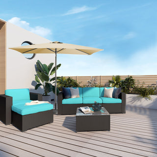 10Ft Outdoor Rectangular Umbrella with 26 Solar-Powered LED Lights, Crank and Tilt