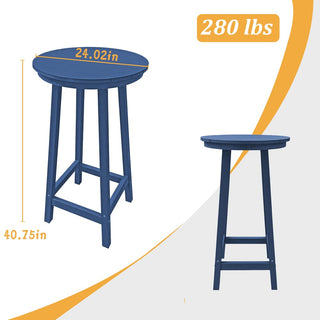 Navy HIPS Bar Height Bistro Table Outdoor Patio Side Table for Backyard Deck Porch