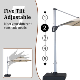 10 Ft Octagon Aluminum 360° Cantilever Patio Umbrella with Cover – Outdoor Yard Shade