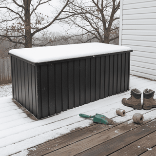 Large Outdoor Metal Storage Box, Heavy Duty Weatherproof Storage Chest for Garden, Patio, Backyard Tools & Equipment