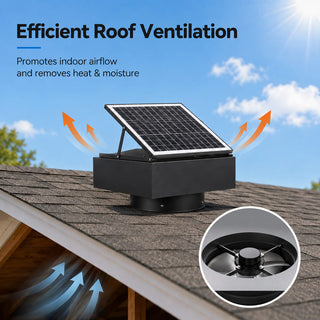14-Inch Adjustable Solar Attic Exhaust Fan, 60W Dual-Power Ventilator with 2500m³/h Airflow, 3-Speed Remote & 25°C Auto Start