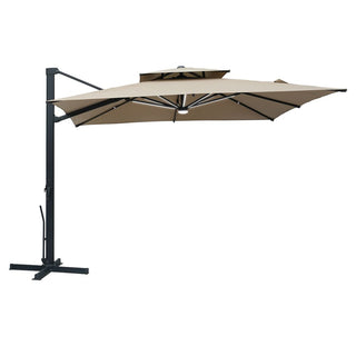 10FT Aluminum Cantilever Patio Umbrella with Removable LED Light Strips for Outdoor Shade