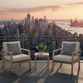 3-Piece Outdoor Patio Bistro Set with Aluminum Swivel Chairs & Side Table