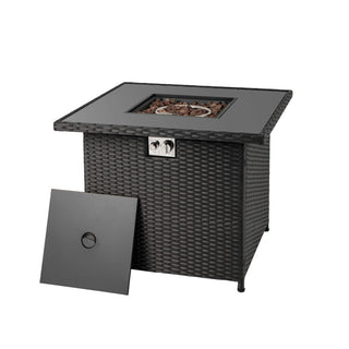 32.5 Inch Propane Fire Pit Table 50000 BTU with Tempered Glass Tabletop