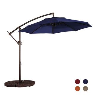 10FT Steel Cantilever Patio Umbrella with 2-Way Stop Crank, Offset Hanging Outdoor Umbrella for Patio, Pool, Deck & Garden