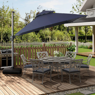 10 Ft Square Aluminum 360° Cantilever Patio Umbrella with Cover – Outdoor Yard Market Shade