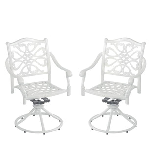 Mondawe 2-Piece White Cast Aluminum Swivel Bar Stools for Outdoor Patio, Garden & Bar Height Seating