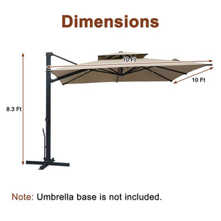 10FT Aluminum Cantilever Patio Umbrella with Removable LED Light Strips for Outdoor Shade