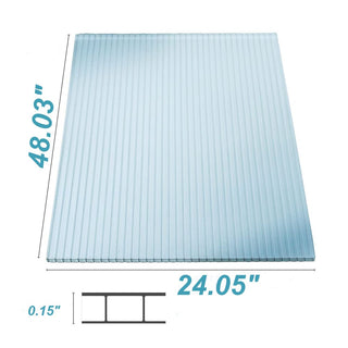 2' x 4' Twin-Wall Polycarbonate Panels (14-Pack), UV-Protected Waterproof Clear Sheets for Greenhouse, Roofing & Outdoor Use