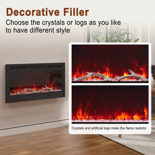 36/42/60/72 Inch 4780 BTU Recessed/Wall-mounted Electric Fireplace