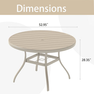 Outdoor Round Patio Dining Table for 6-7 – All-Weather Metal Table with Umbrella Hole for Deck, Lawn & Garden