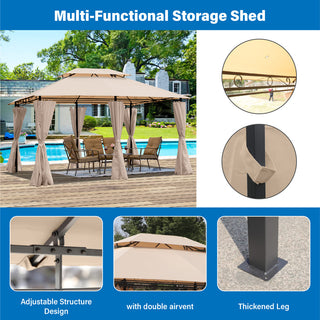 13x10 Outdoor Patio Gazebo Canopy Tent with Ventilated Double Roof & Detachable Sidewalls