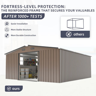 10X12 ft 0.25mm color steel plate, surface protective film, Two daylight Windows, A practical and thoughtful gift,two colors can be freely selected storage sheds
