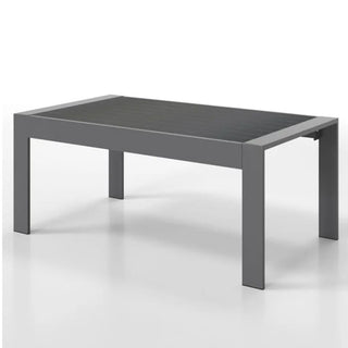 43" All-Weather Aluminum Patio Coffee Table, Modern White/Gray Rectangle Outdoor Table