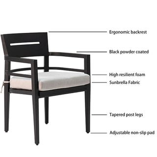 7-Piece Outdoor Patio Dining Set – Aluminum Frame, 4 Dining Chairs & 2 Swivel Rockers, Sunbrella Cushions, Table with Umbrella Hole