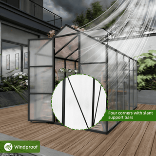 Walk-In Outdoor Polycarbonate Greenhouse with Aluminum Frame – Adjustable Vents, Lockable Door & UV Protection for Backyard