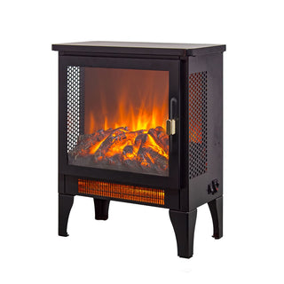 18-Inch Freestanding Electric Fireplace Stove Heater with 3D Flame Effect