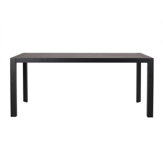 7-Piece Outdoor Modern Black Metal Table & Stackable Chairs - Polypropylene